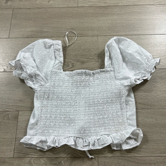 Fashion Nova Beachside Picnics Eyelet Lace Top White - Picture 5 of 11